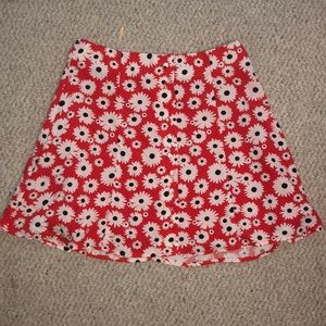 red floral mini skirt